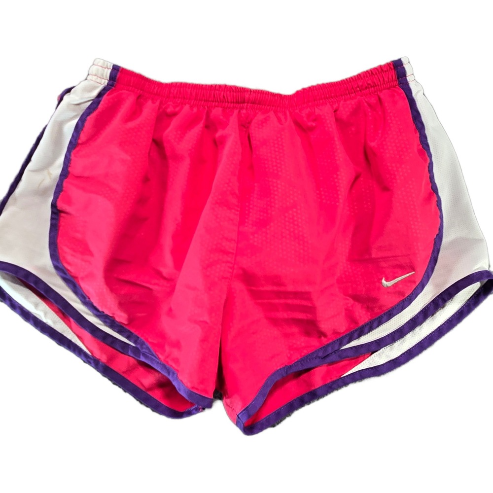 Nike Dri-FIT Women Pink Purple White Running Shorts Size Medium Athletic Workout